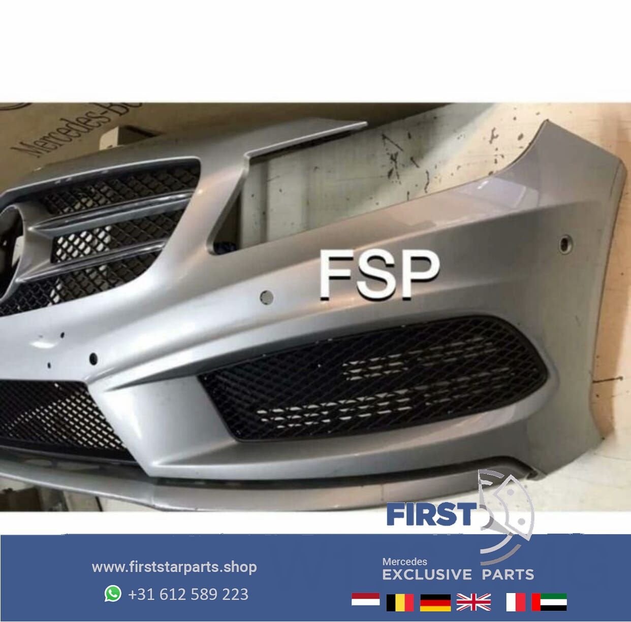 W176 AMG Voorbumper Mercedes A Klasse COMPLEET 2015 ZILVER G, Utilisé, -, Avant, -