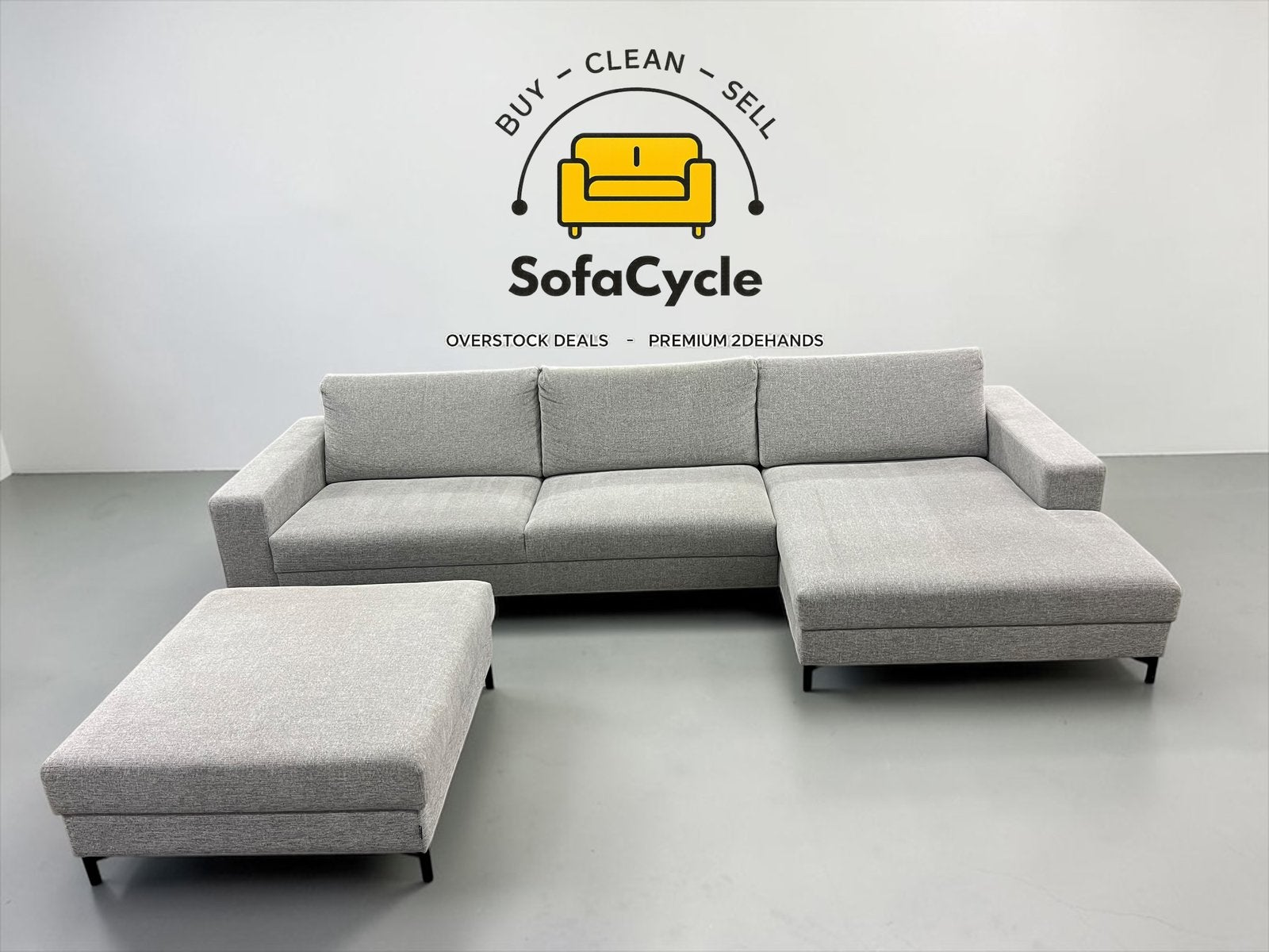 Premium 2dehands SofaCycle -Sits zetel met poef / LEVERING, Huis en Inrichting, Zetels | Voetbanken en poefs, Zo goed als nieuw
