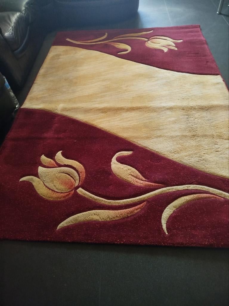 Tapis déco moderne tulipes turque, Huis en Inrichting, Ophalen, Beige