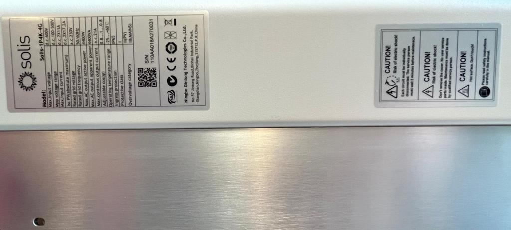 Solis -1P4K -4G omvormer omvormer., Doe-het-zelf en Bouw, Zonnepanelen en Toebehoren, Ophalen, Gebruikt, Compleet systeem, 200 wattpiek of meer