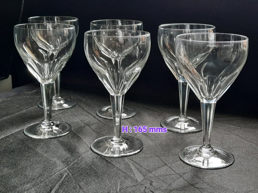 Val St Lambert ,6 grands verres cristal "Nestor", Enlèvement ou Envoi