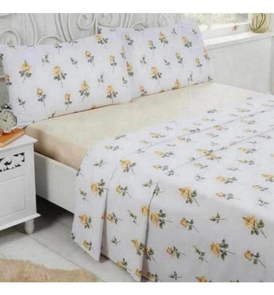 Rosebud 100% brushed Katoen lakenset Single beddengoed set, Eenpersoons, Wit, Dekbedovertrek, Nieuw
