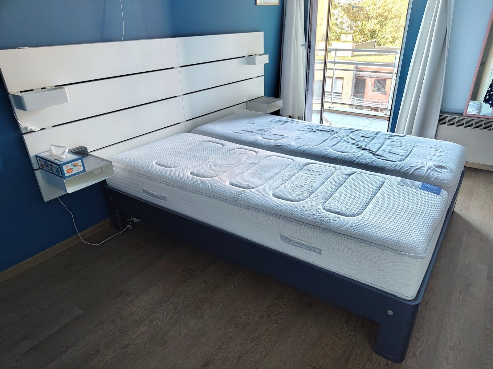 bed auping, Ophalen, Gebruikt, Blauw, Tweepersoons