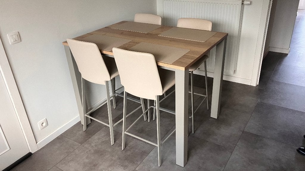 Table Perfecta + 4 chaises, Enlèvement, Comme neuf, Bois