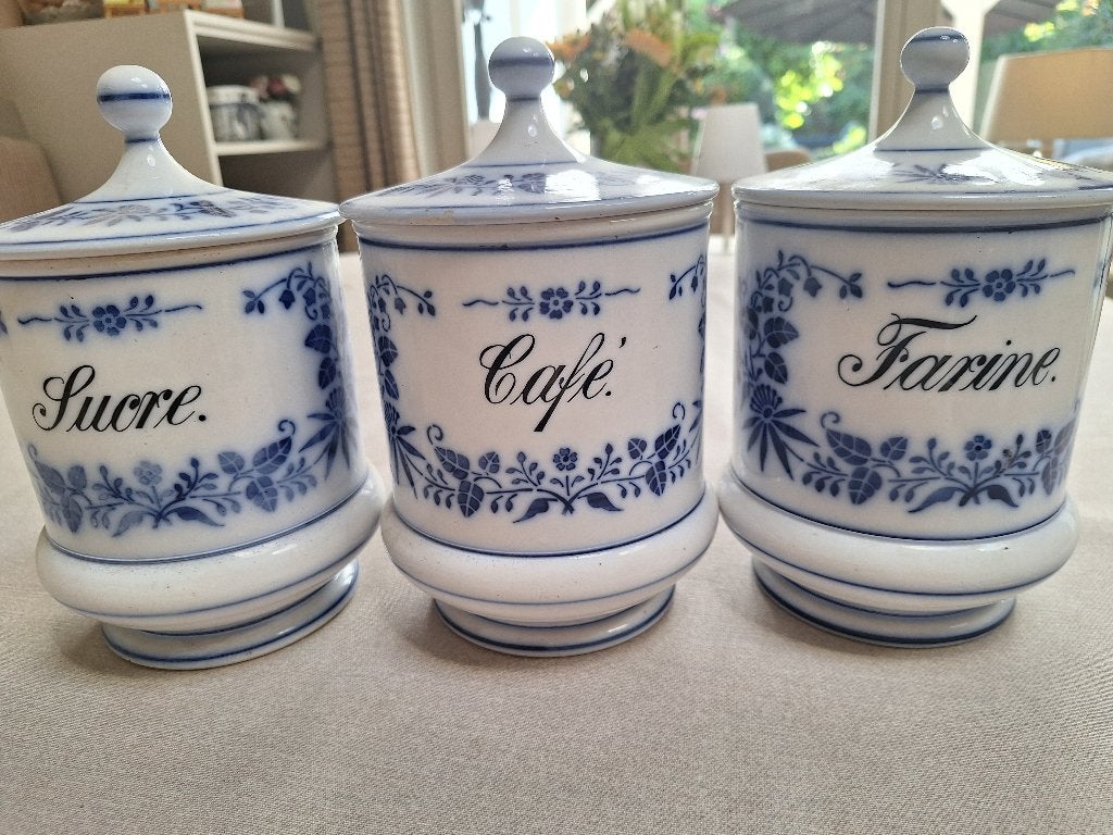 delft blauwe potten koffie, suiker, bloem, Antiek en Kunst, Ophalen