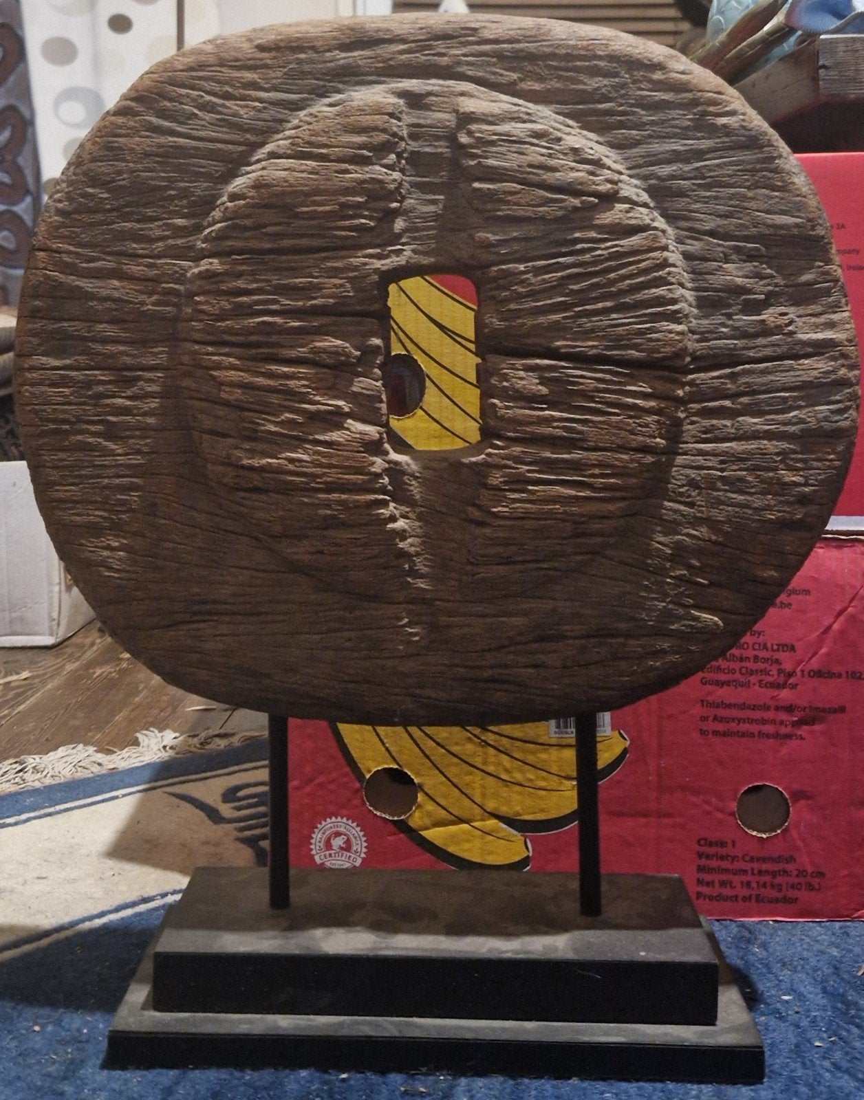 Antiek houten reuzenrad met onderstel, Ophalen, Hout