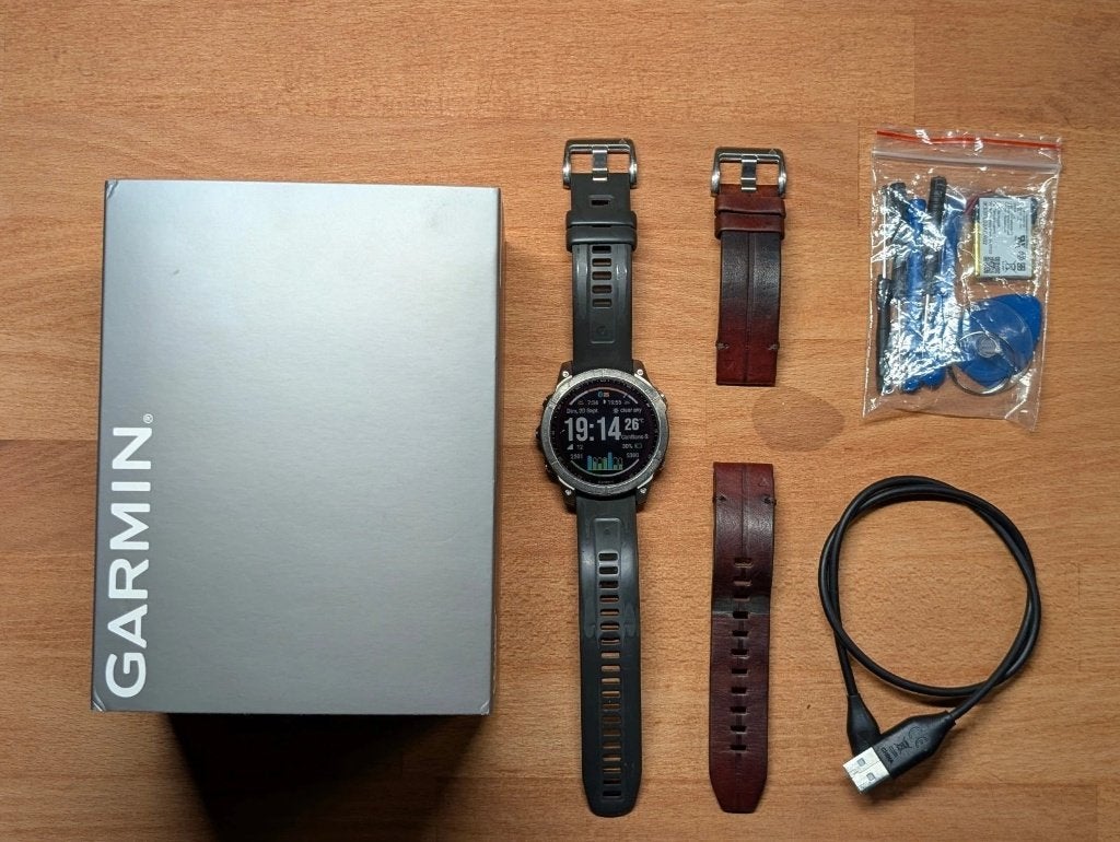 Garmin Fenix 7 sapphire solar 47mm titanium - Multisport GPS, Handtassen en Accessoires, Gebruikt, Zwart, Garmin, Ophalen of Verzenden