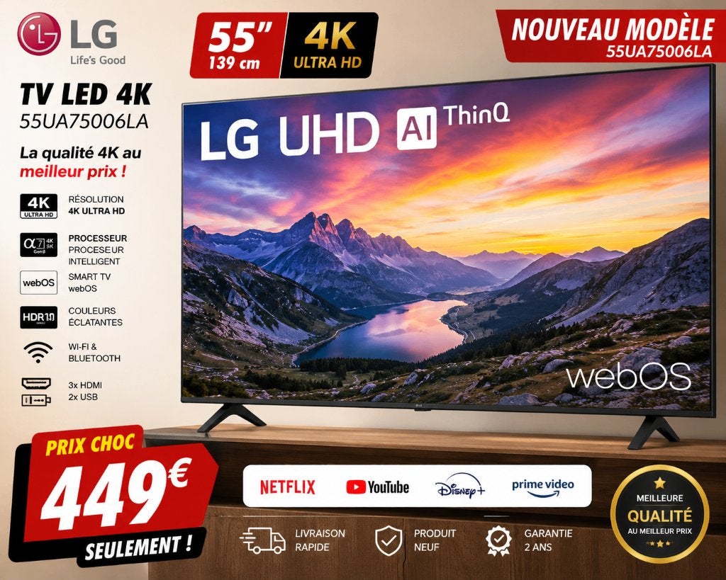 TV LG 4K AI 139CM, Ophalen, LED, LG, 50 Hz