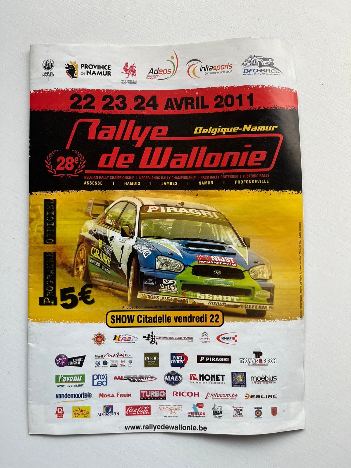 Programme Rallye de Wallonie 2011, Collections, Marques automobiles, Motos & Formules 1, Enlèvement ou Envoi, Utilisé