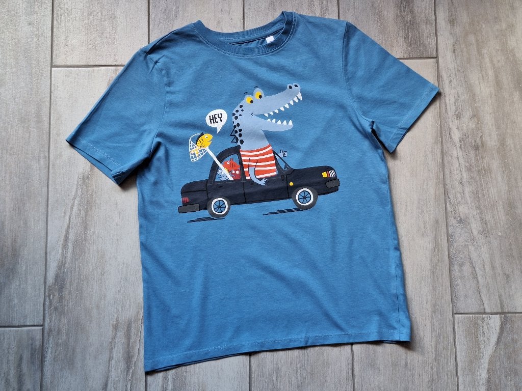 ★ M140 - T-Shirt Dino, Kinderen en Baby's, Kinderkleding | Maat 140, Ophalen of Verzenden, Zo goed als nieuw, Jongen, Shirt of Longsleeve