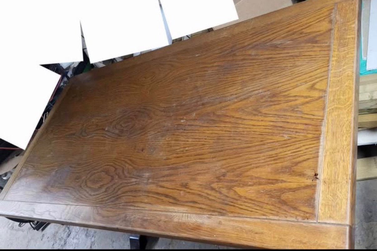 Massief houten tafel, Ophalen, Gebruikt, 150 tot 200 cm, Minder dan 100 cm