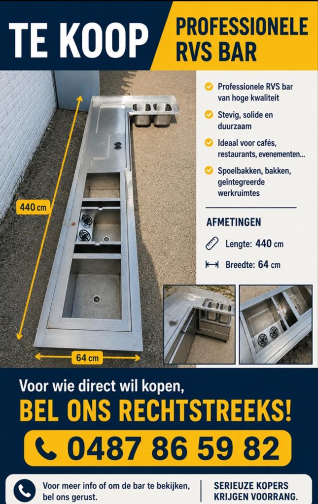 BARRE PROFESSIONNELLE EN ACIER INOXYDABLE À VENDRE 
Aci, Bricolage & Construction, Échelles & Escaliers, Enlèvement ou Envoi