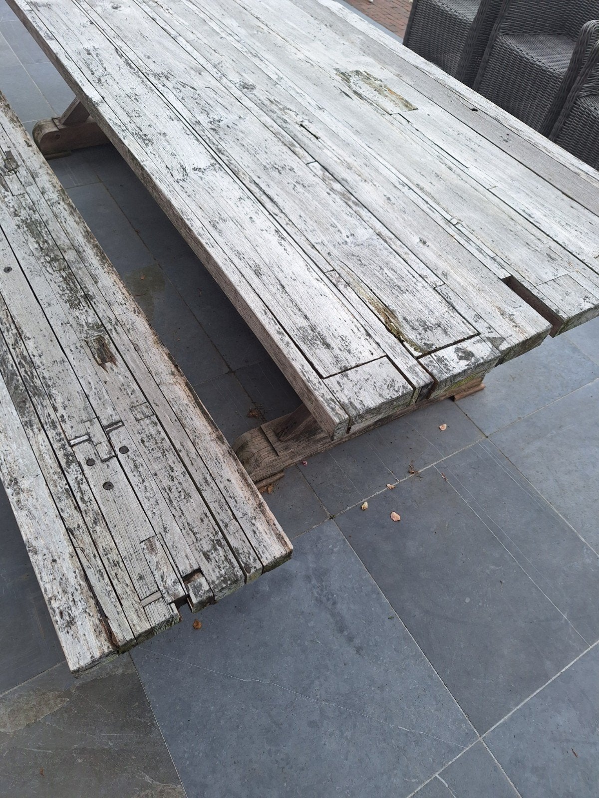 Tuintafel en tuinbank teak 2m60, Tuin en Terras, Ophalen, Gebruikt