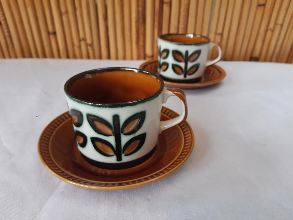 Lot Boch Rambouillet vintage 1966, deux tasses & soucoupes, Enlèvement ou Envoi