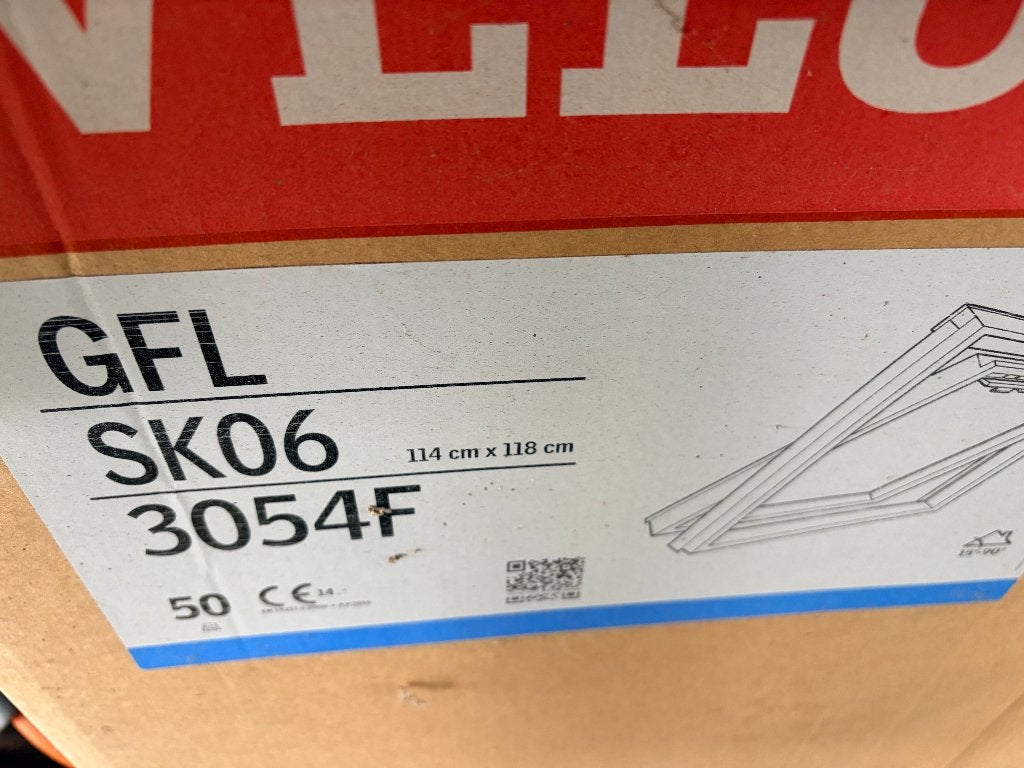 VELUX Davenster GFL SK06 114x118 + gootstuk, nieuw in doos, Doe-het-zelf en Bouw, Ophalen, 80 tot 120 cm, 80 tot 120 cm, Nieuw