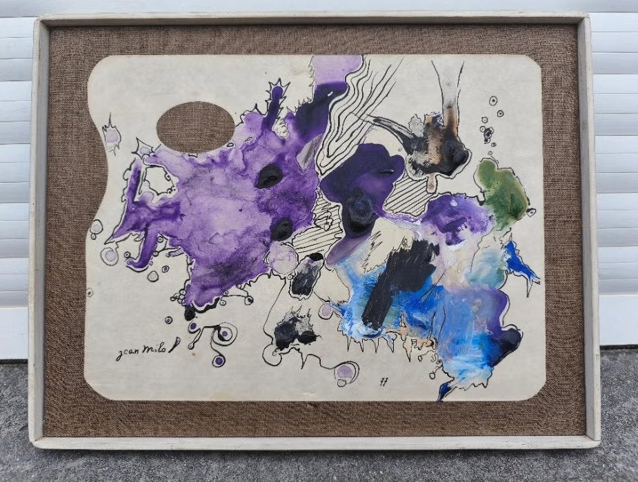 huile sur papier entoile signe jean milo, Antiquités & Art, Enlèvement ou Envoi, Abstrait, Toile