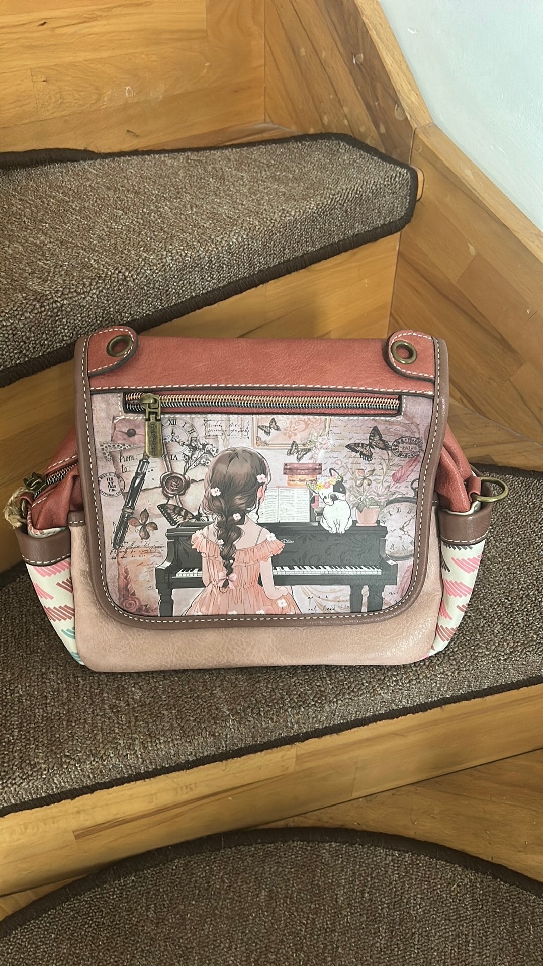 Sac à main Sweet & Candy, rose et beige, motif papillons, Handtassen en Accessoires, Ophalen of Verzenden, Nieuw
