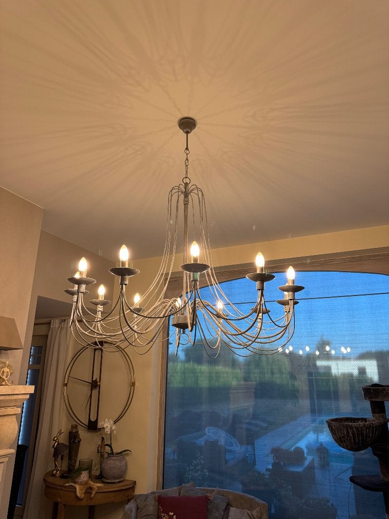 Zéér grote, mooie degelijke kroonluchter met 12 lichtpunten, Huis en Inrichting, Lampen | Kroonluchters, Ophalen, E14 (klein)