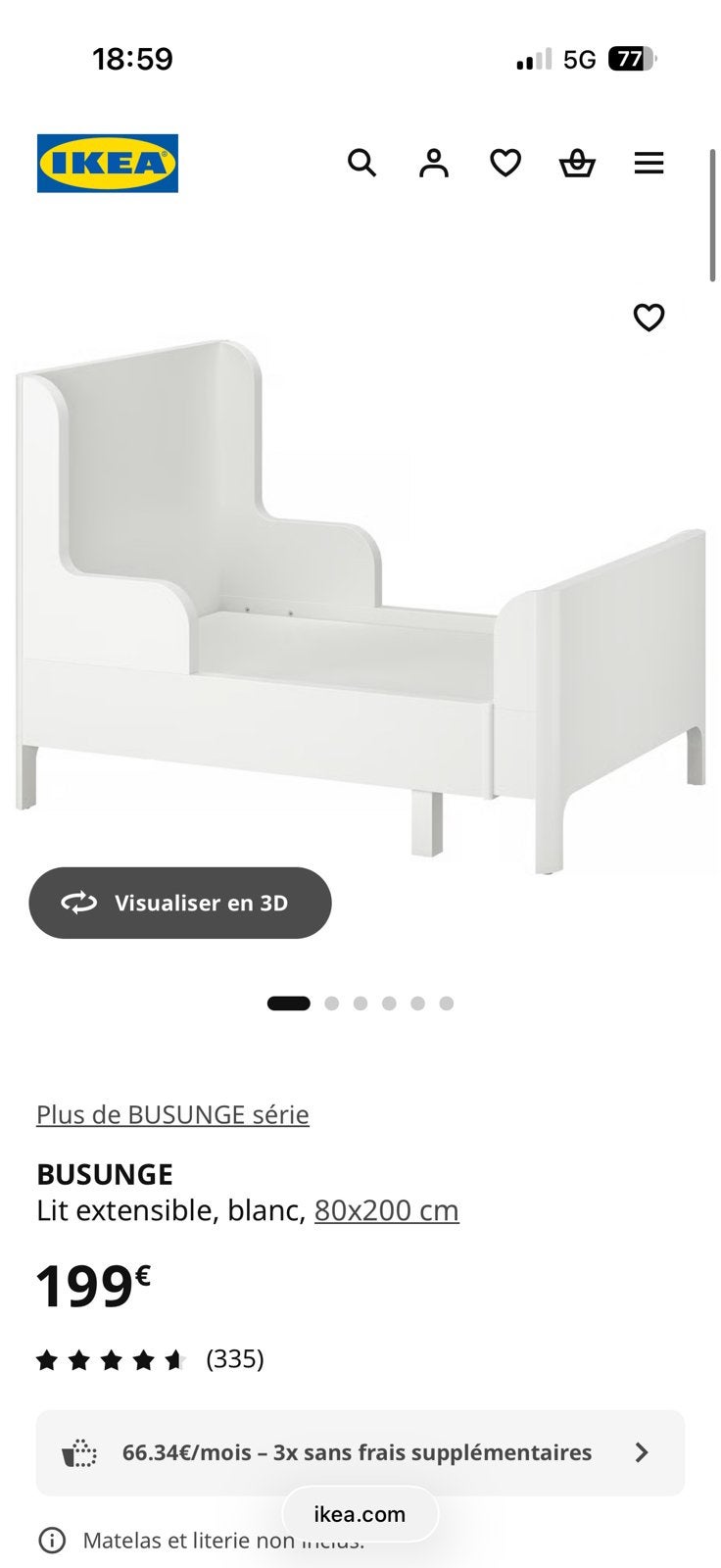Lit evolutif ikea + sommier, Enlèvement, Utilisé, Matelas