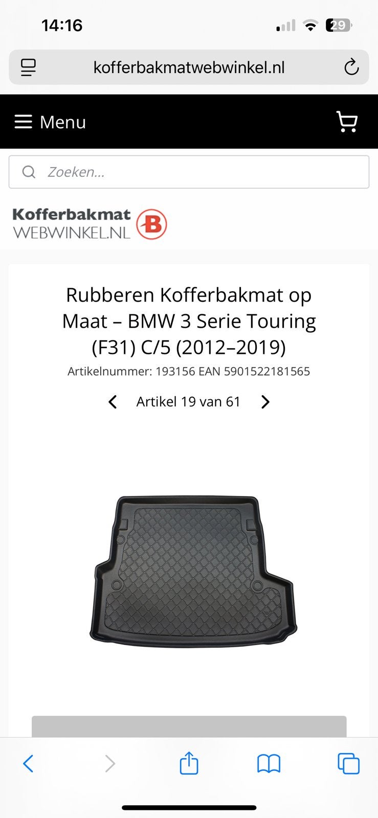 Op maat kofferbakmat f31 nieuw in doos, Auto diversen, Kofferbakmatten, Ophalen, Nieuw