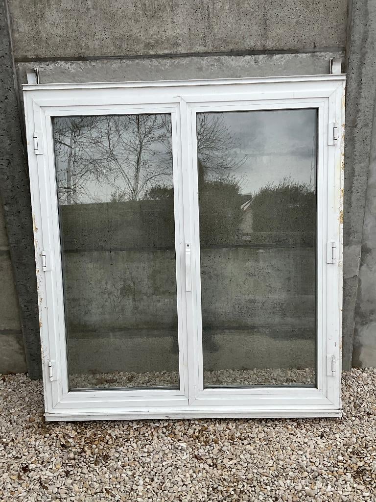 wit aluminium raam 121 x 136 cm, Châssis de fenêtre, 75 à 150 cm, 75 à 150 cm, Aluminium