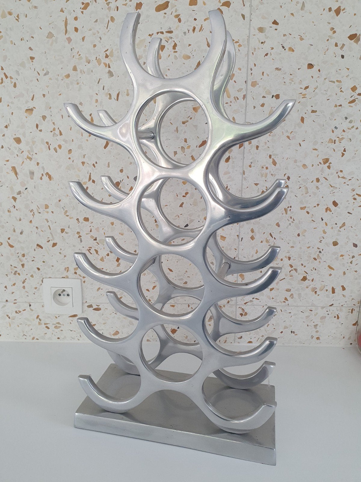 Design Aluminium Wijnrek (Michael Noll stijl), Ophalen of Verzenden, Gebruikt, Metaal, 50 – 75