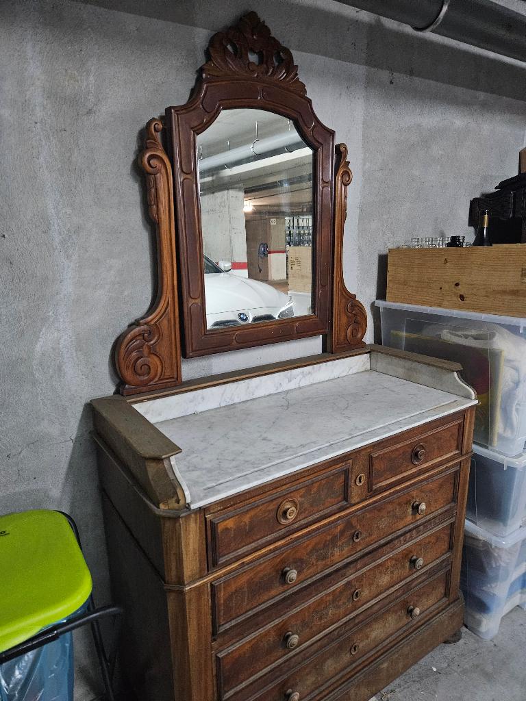 Commode met spiegel, Huis en Inrichting, Kasten | Ladekasten, Ophalen, Gebruikt, Overige houtsoorten