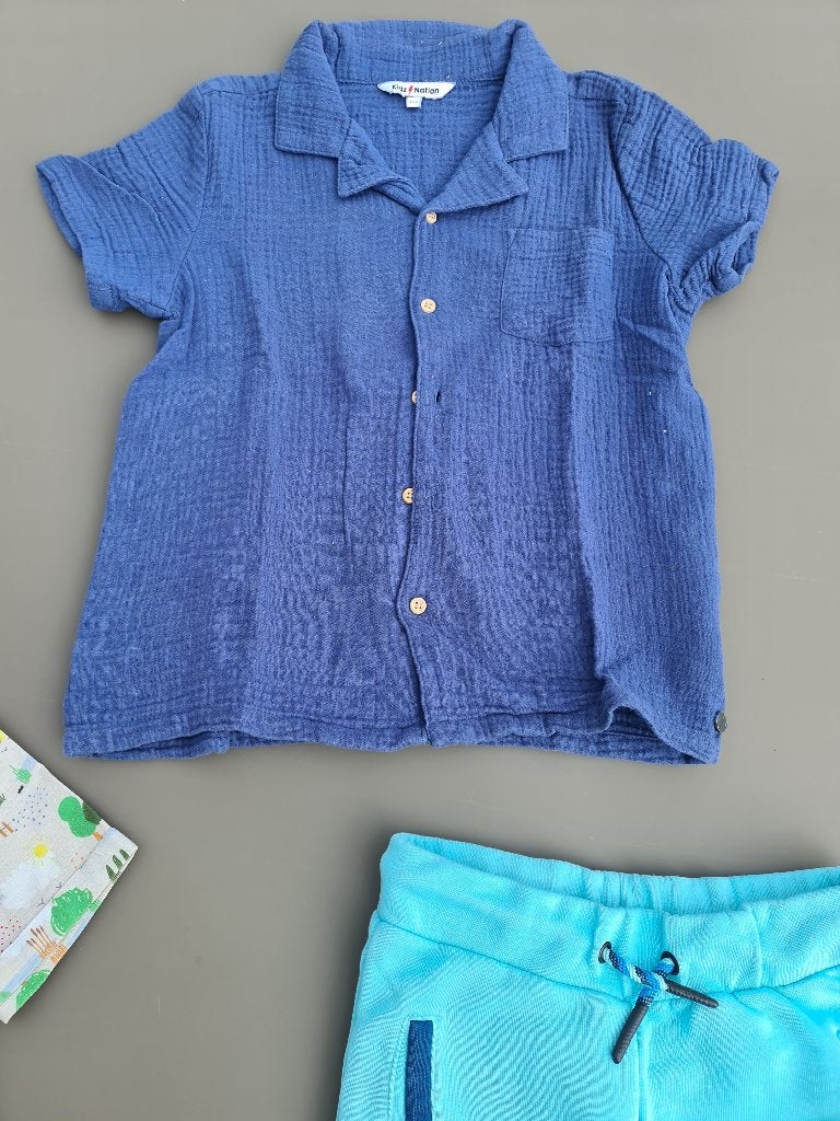 blauw hemd, kidz nation, 116, Kinderen en Baby's, Kinderkleding | Maat 116, Ophalen, Zo goed als nieuw