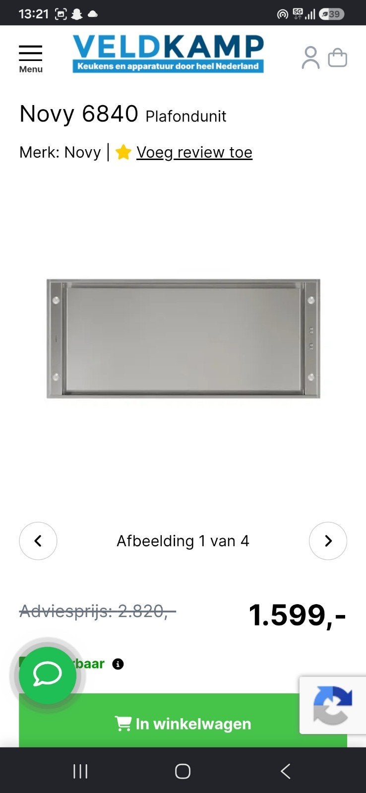 hotte novy encastrable  6840 inox , neuf, Maison & Meubles, Enlèvement ou Envoi