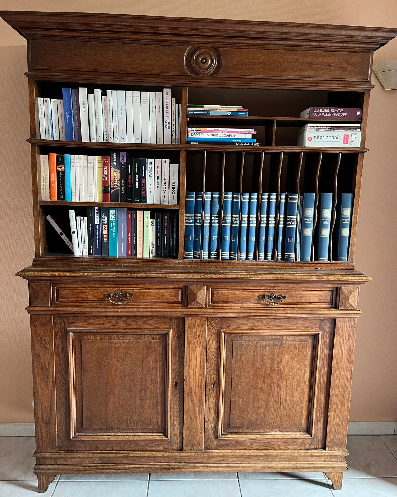 Buffet-bibliothèque en chêne, Avec tiroir(s), 25 à 50 cm, 150 à 200 cm, Comme neuf