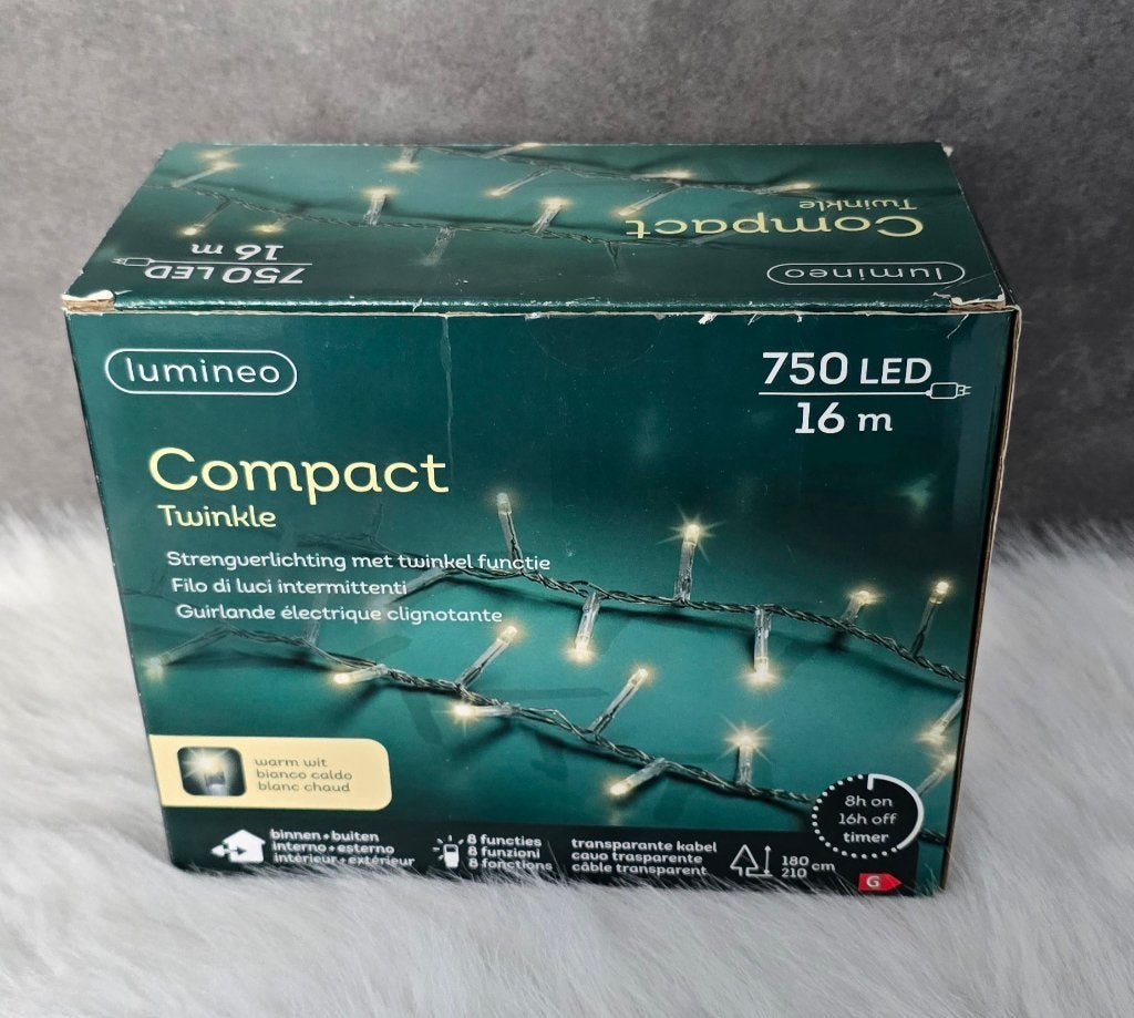 Kerstdecoratie : lichtsnoer  16 m - 750 Led lampjes, Ophalen of Verzenden, Zo goed als nieuw