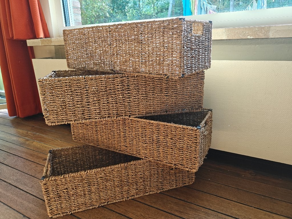 5 paniers de rangement Vertbaudet - pour table à langer, Beige, Autres marques, Enlèvement, Utilisé