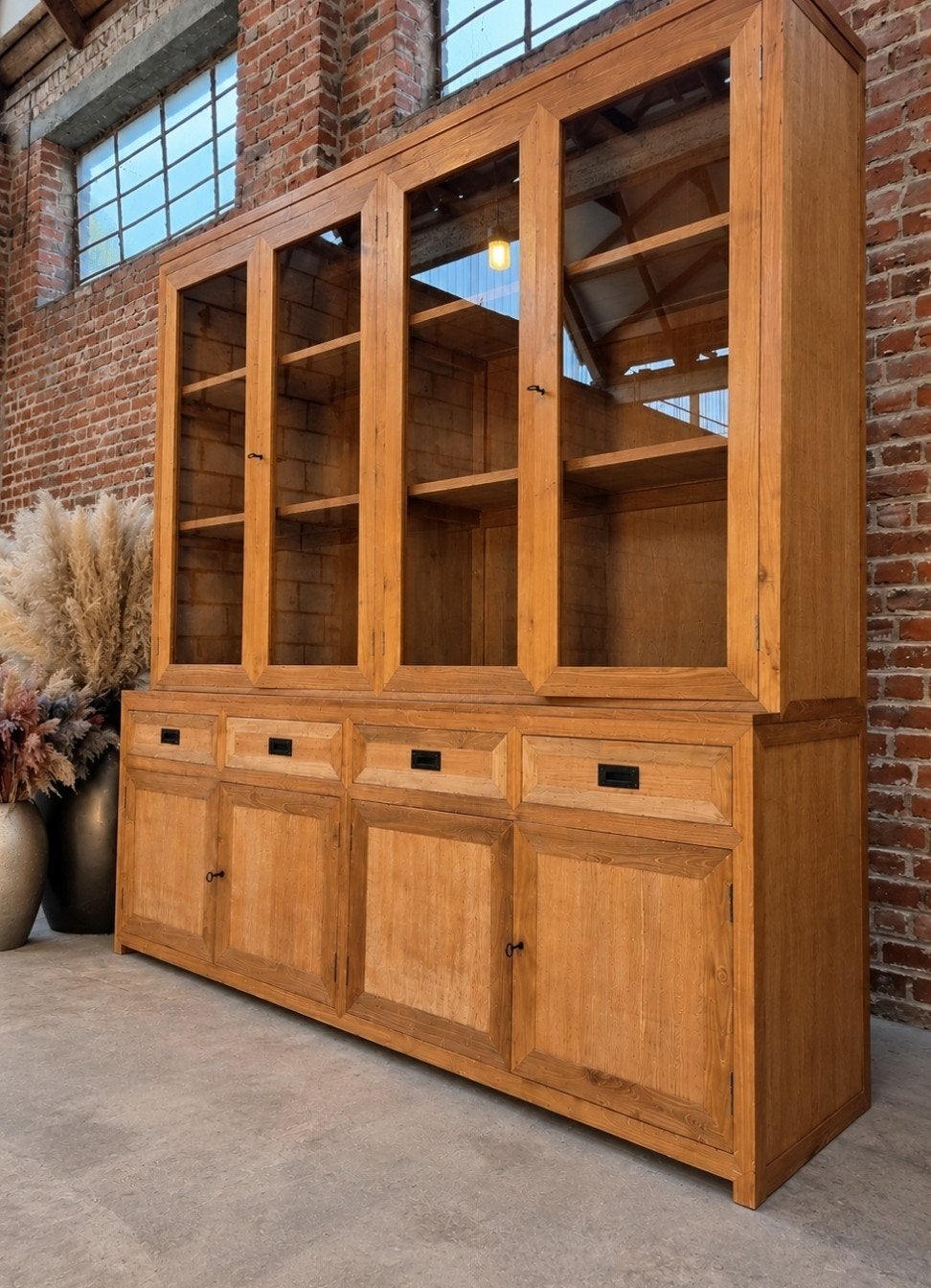 teak vitrinekast/buffetkast, Huis en Inrichting, Ophalen, 200 cm of meer, ., Landelijk  modern