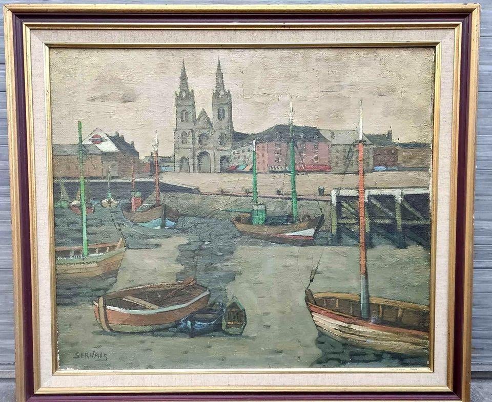 huile sur toile ostende signe franz servais, Antiquités & Art, Enlèvement ou Envoi