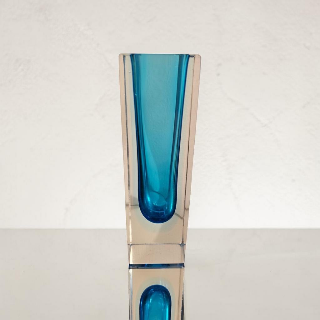 Murano soliflora-vaas, Flavio Poli, Italië 1960, Sommerso., Blauw, Glas