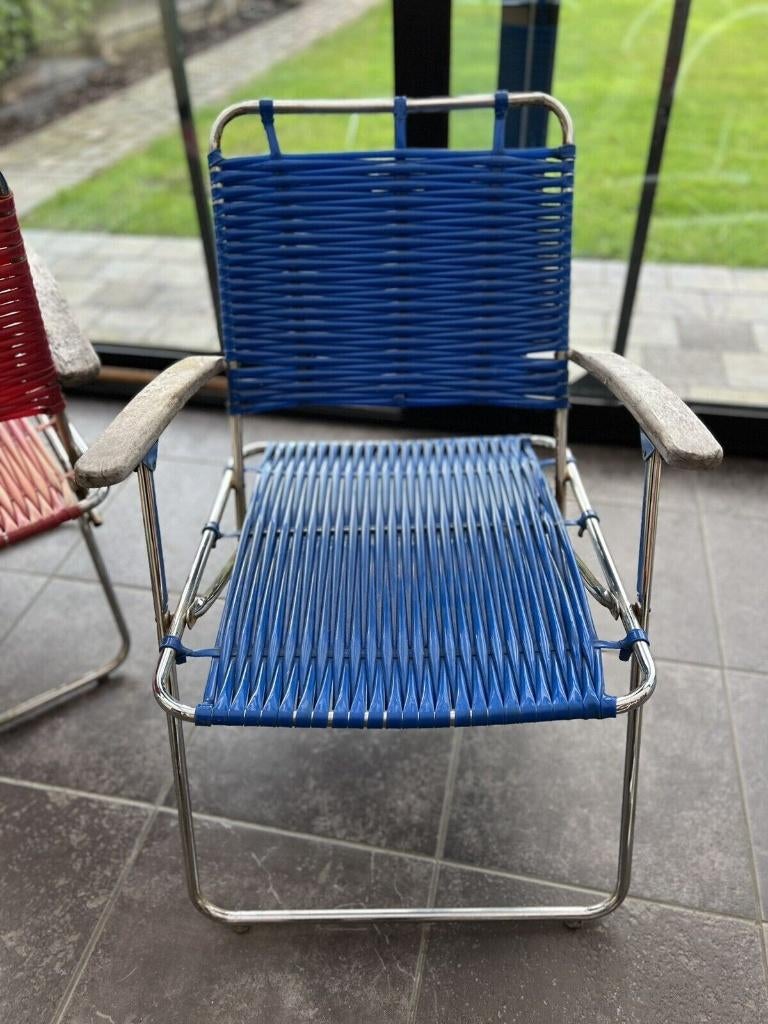 2 chaises de jardin vintage, style spaghetti *pliables*, Enlèvement ou Envoi, Geen idee, Métal, Deux