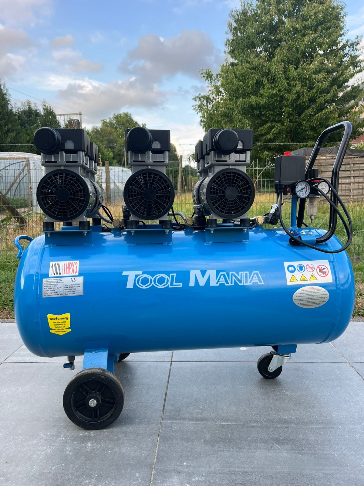 Compressor Low Noise 3hp 100 Liter, Ophalen, Zo goed als nieuw, Olievrij, 200 tot 400 liter/min