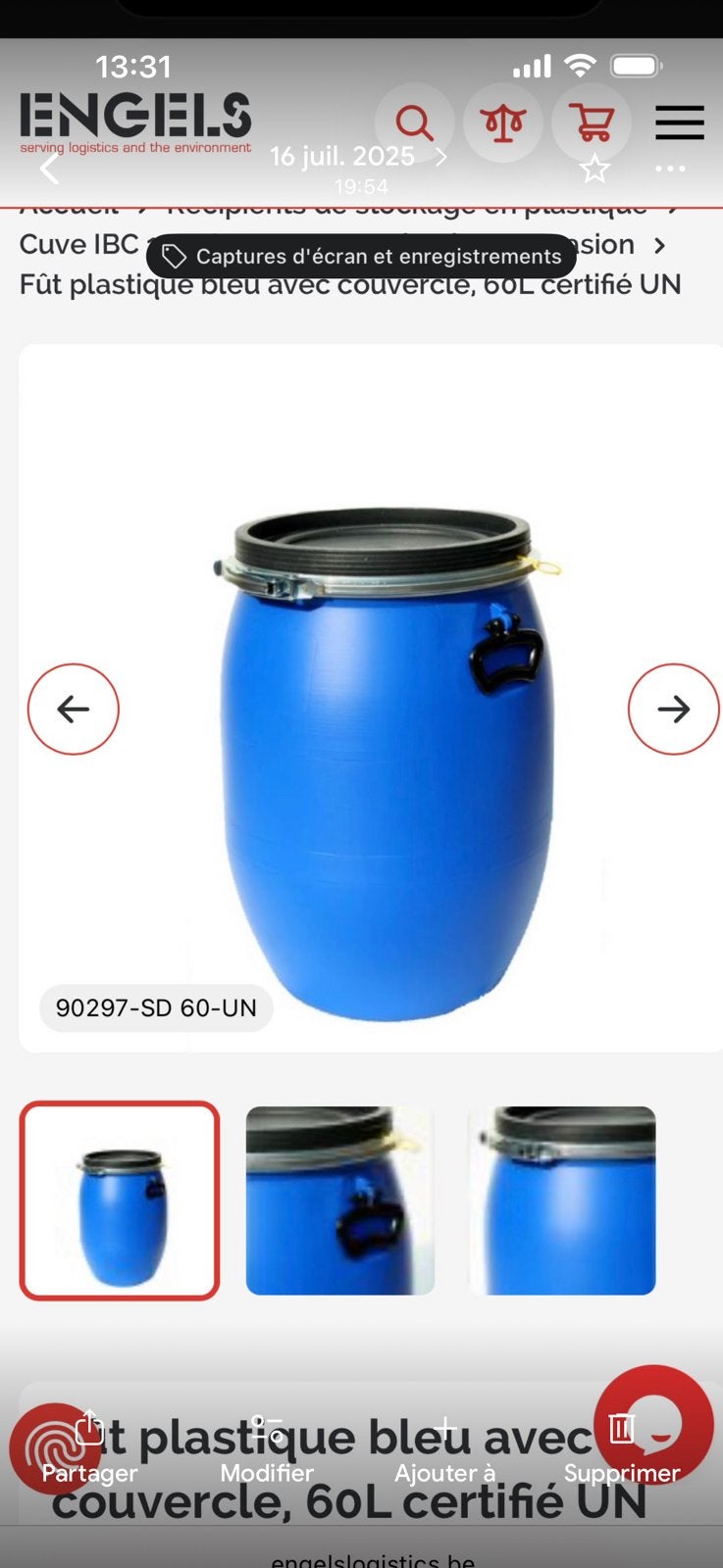 Fûts plastiques 60L, Jardin & Terrasse, Enlèvement, Comme neuf