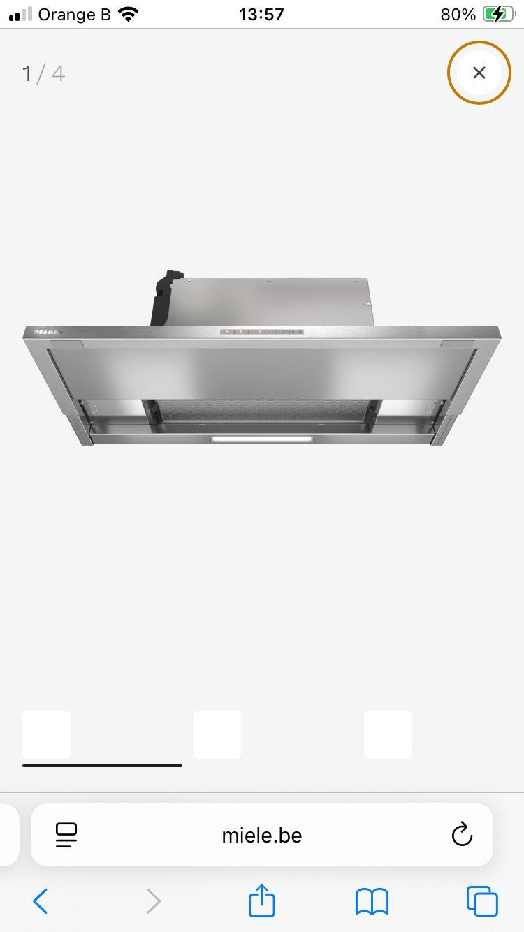 Afzuigkap Miele, Ophalen, Nieuw, Inbouw, 600 tot 800 m³ per uur