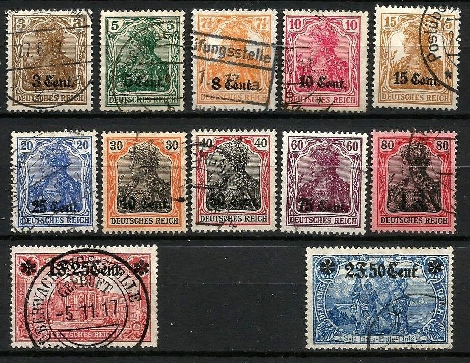 1918 Duitse bezetting opdruk Cent. of F. OBP OC26/37, Postzegels en Munten, Met stempel, Ophalen of Verzenden, Gestempeld, Gestempeld