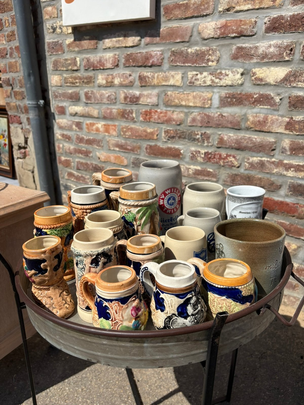 Vintage Duitse & Belgische aardewerken mokken – unieke stuks, Antiek en Kunst, Ophalen