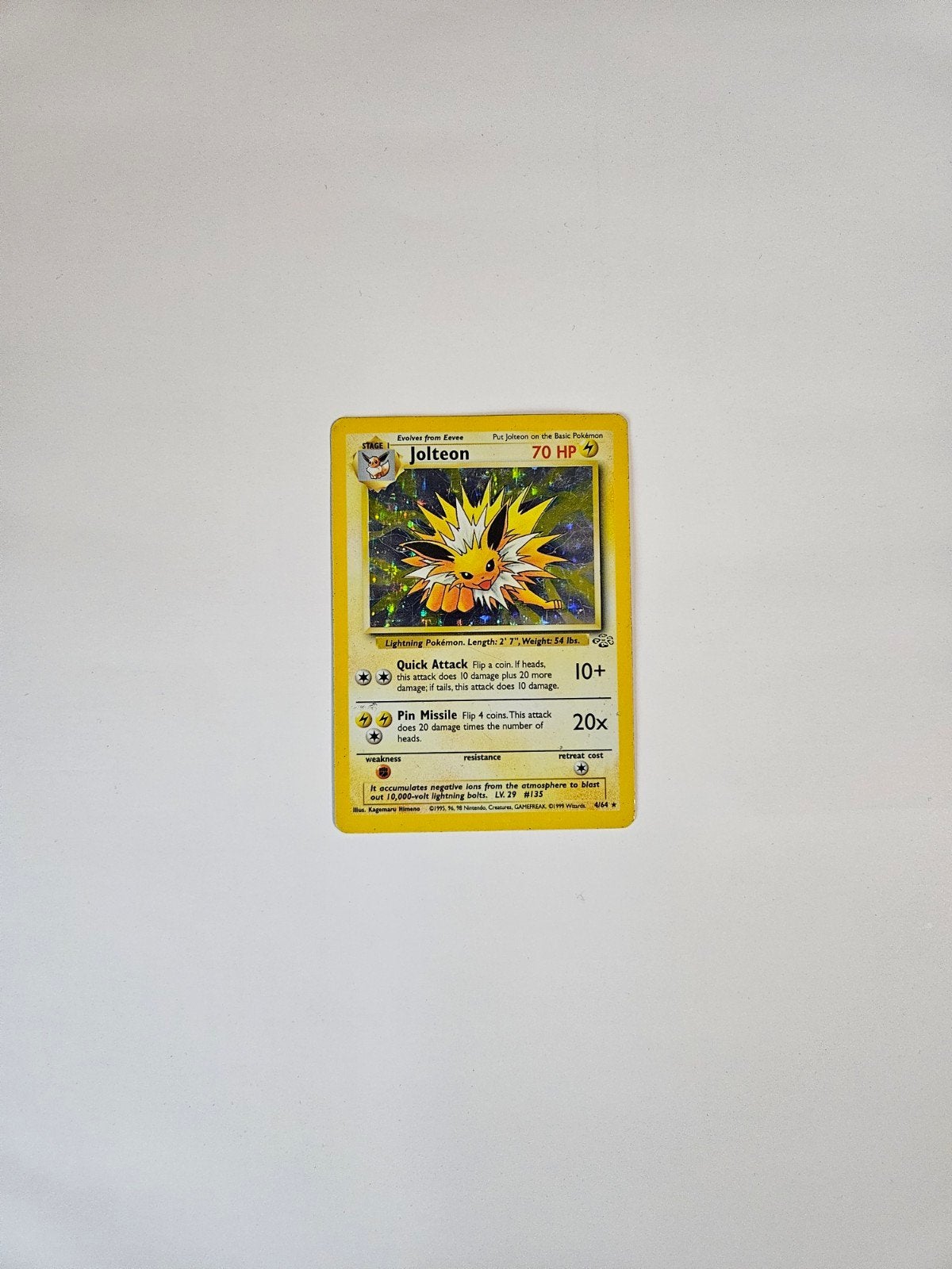 Pokémon Jolteon Holo 4/64 — Jungle Illimitée, Enlèvement ou Envoi, Utilisé, Cartes en vrac, Foil