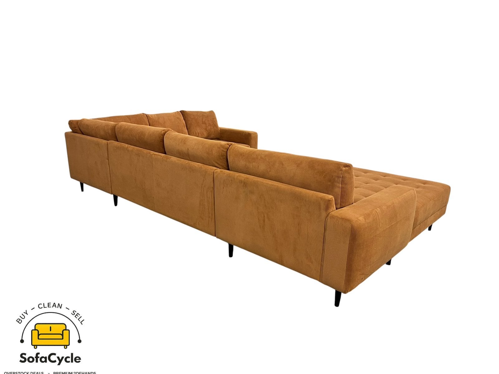 Fauteuil en U côtelé cognac — Surstock/livraison à domicile, Neuf, Enlèvement ou Envoi, SofaCycle, Info@sofacycle.be