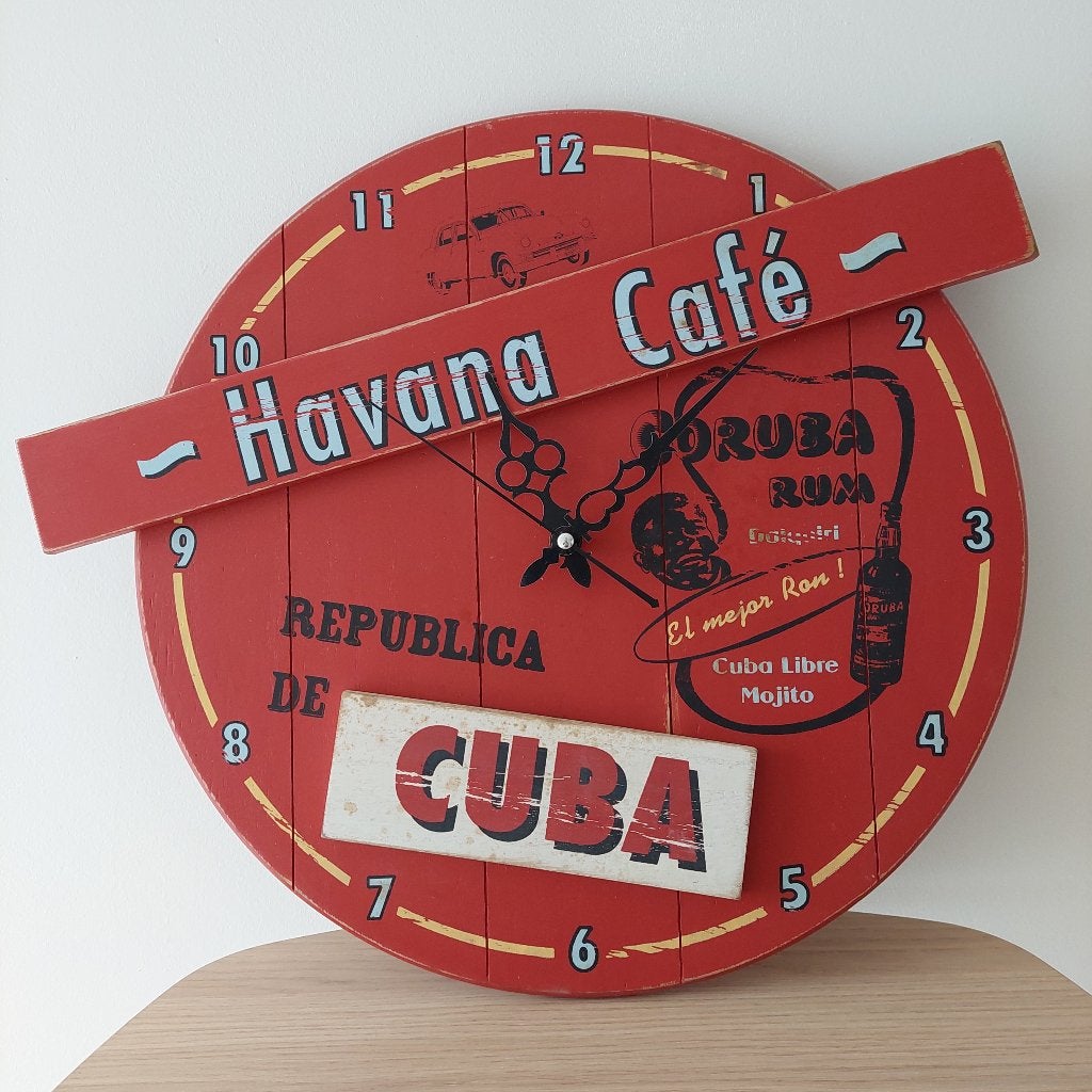 Horloge murale Cuba La Havane, Rouge, Enlèvement ou Envoi, Horloge murale, Analogique