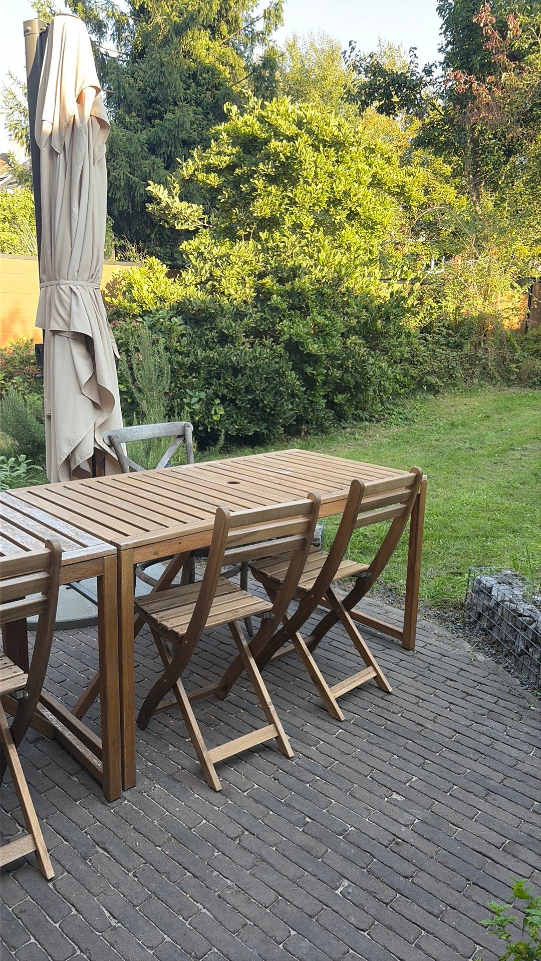 Houte tuintafel 4p, Enlèvement, Utilisé, Rectangulaire, Bois