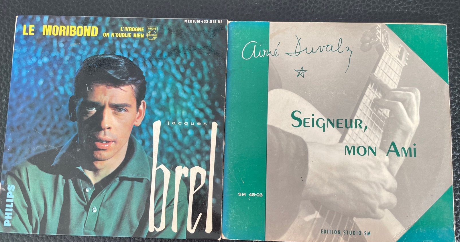 Jacques Brel - Aimé Duval - 2 singles - vinyl 45 T, Ophalen, Gebruikt, Single