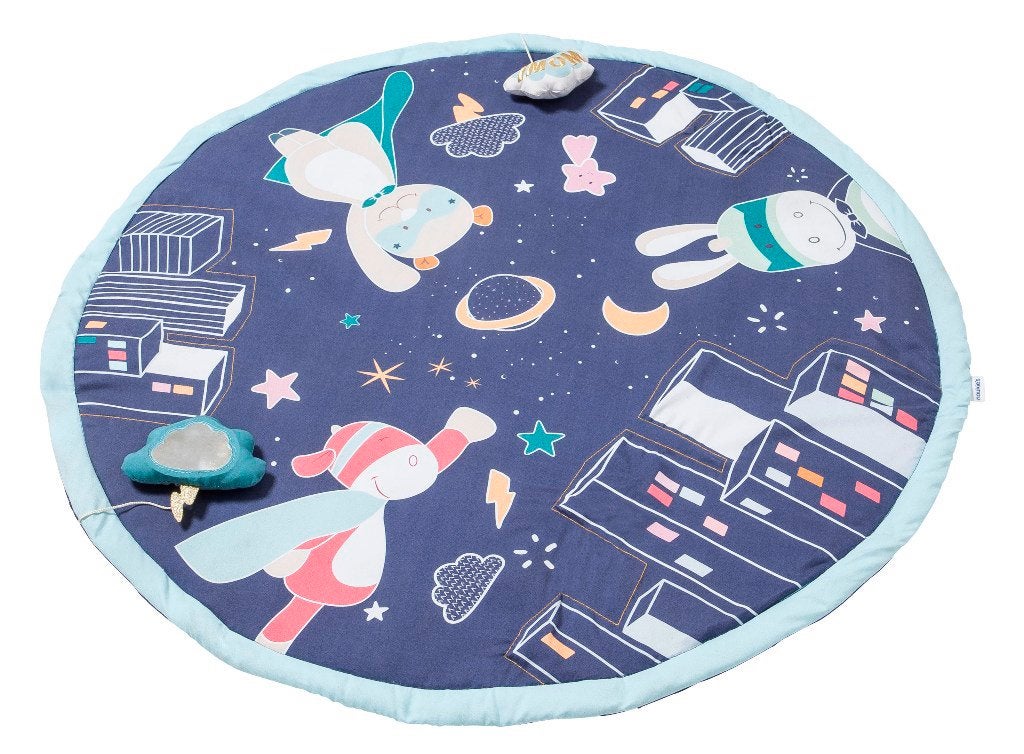 Tapis d’éveil Noukie’s Super Héros –jamais utilisé – complet, Enlèvement, Comme neuf, Miroir