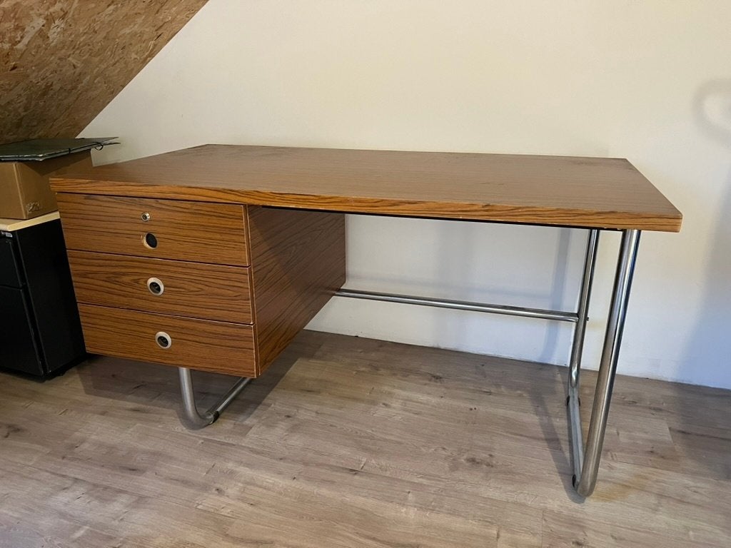 Bureau vintage années 70, pieds chromés et 3 tiroirs, Maison & Meubles, Démontable, Autres marques, Bureau d'écolier, Vintage