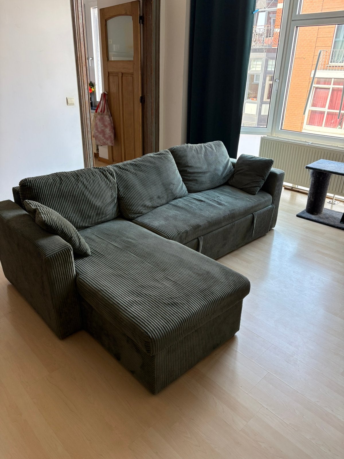 Canapé et pouf velour cottelé, Ophalen, Gebruikt, Driepersoons, Overige materialen