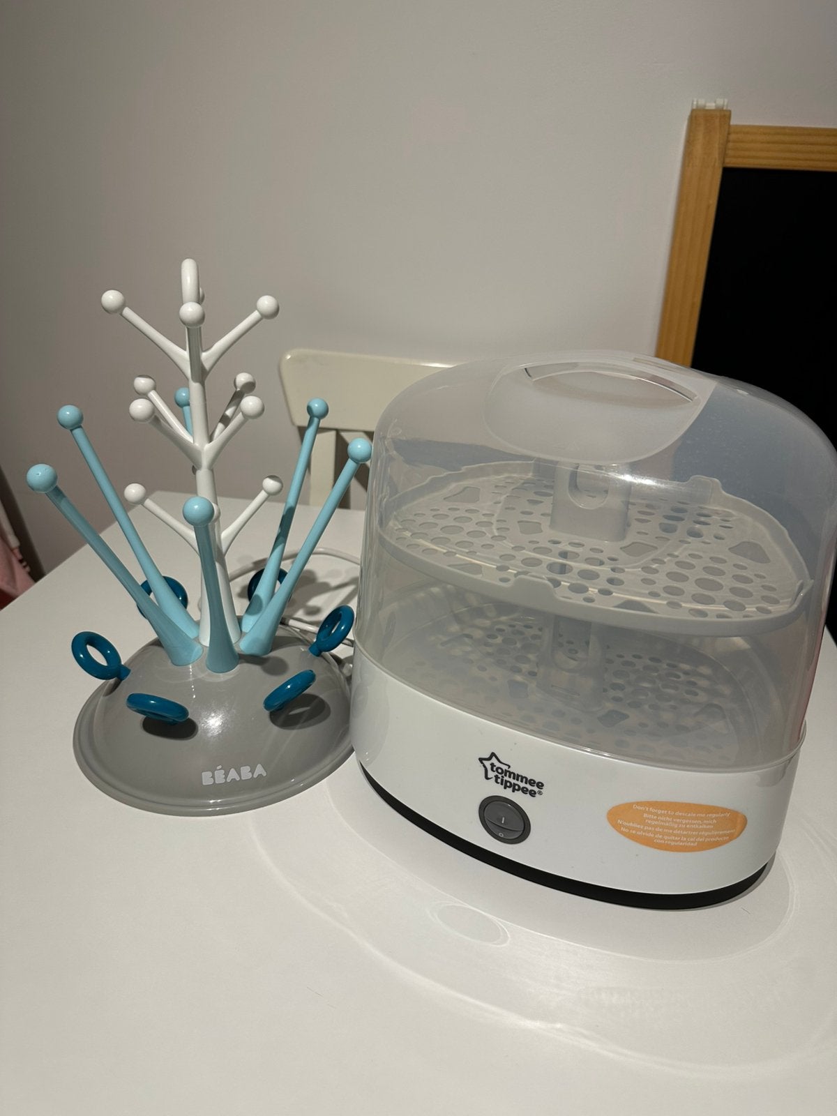 Tommee Tippee elektr. stoomsterilisator + Beaba flessenrek, Kinderen en Baby's, Ophalen, Gebruikt, Sterilisator
